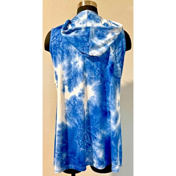 J Valdi Swim Hoodie Cover Up Dress Women Sm Blue Tie Dye Hooded Full Zip Pockets - Picture 2 of 7